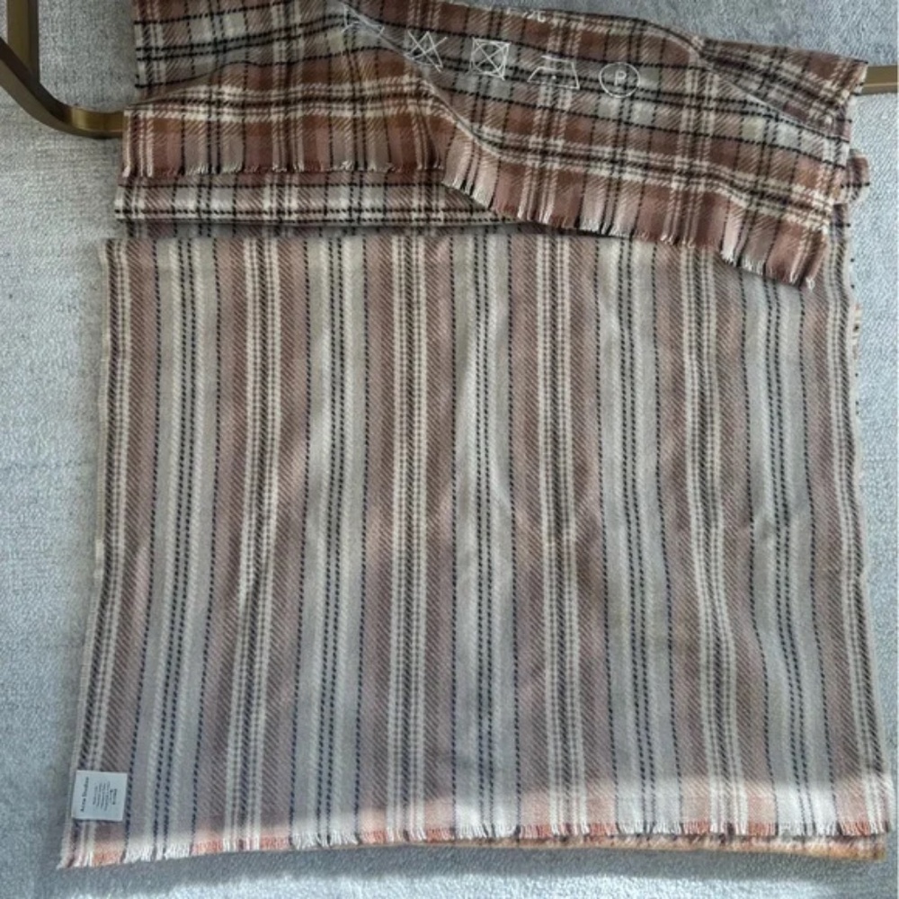 Acne Studios Beige & Brown Cassiar Check Wool Scarf - Picture 2 of 5